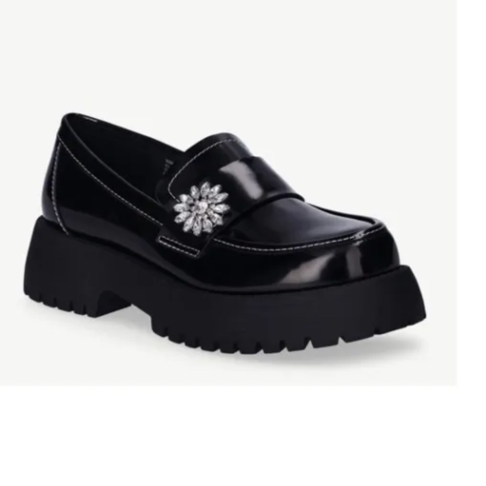 Scoop NYC Women’s Black Embellished Chunky Loafers Shoes Size 8.5 NEW